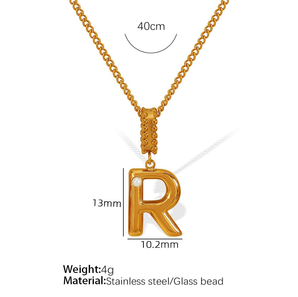 18k Gold-Plated Titanium Steel Bubble Letters Necklace for Women