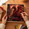 Set Creativo Drago Fantasy Kit Poke Art su Tessuto, Progetto Murale Relief 3D Fatto a Mano Mitico, Kit Creativo Senza Cuciture per Adulti, Tema Decorazione Casa