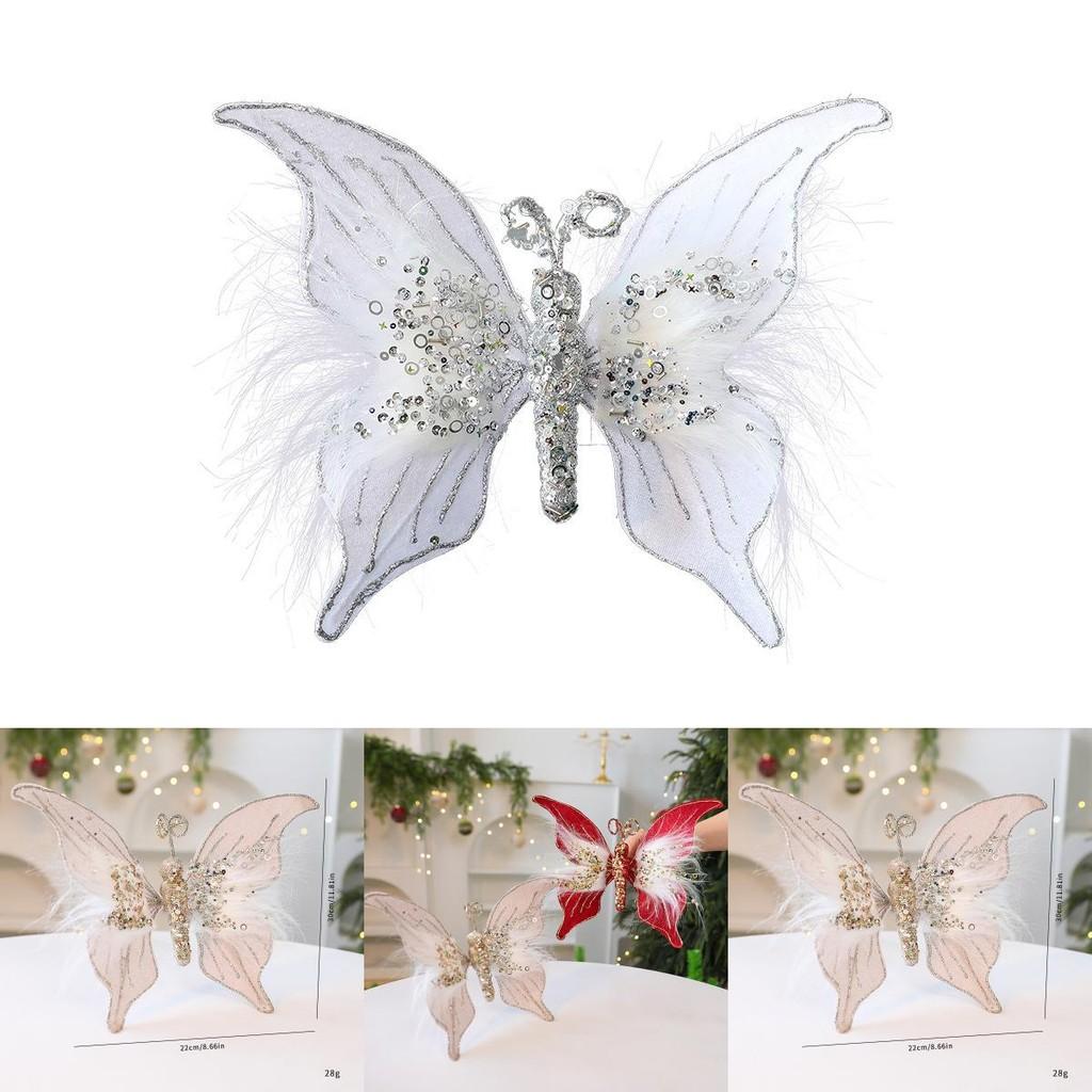 Christmas Decor Butterfly With Plush Fabric For Holiday Scene Decoration