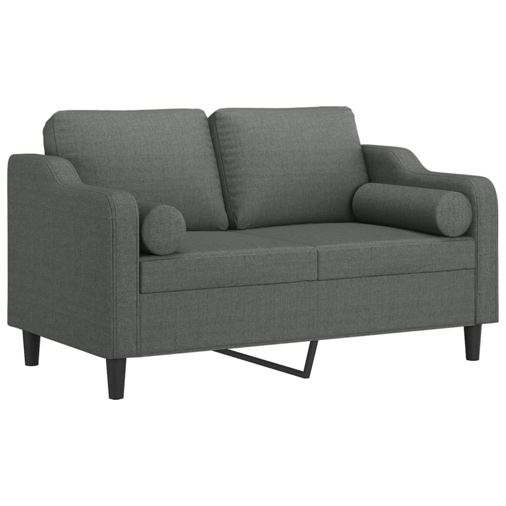 Vidaxl 2-Osobowa Sofa Z Poduszkami, Ciemnoszara, 120 Cm, Tkanina