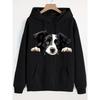 Hanorac cu Glugă pentru Femei Toamnă și Iarnă, Model Pui Border Collie, Hanorac cu Glugă, Patru Sezoane, Pulover Casual, Zilnic și Animale de Companie