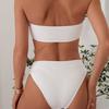 1011 New European and American Bikini Swimsuit Women's White Suspender High Waist High-end Swimsuit