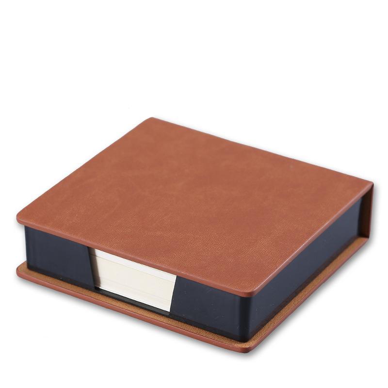 

Faux Leather PU Sticky Note Box N Times Sticker Convenient Storage Box Business Office Stationery Sticky Note Holder коричневый
