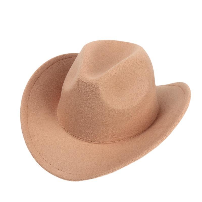 Western Denim Crimped Hat Retro Woolen Jazz Hat Felt Top Hat For Men And Women