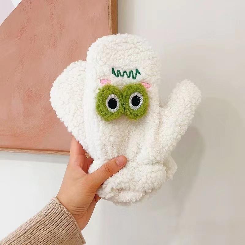 Gloves Winter schoolgirl neck big eyes frog finger all-inclusive gloves warm and cold cotton frog elements