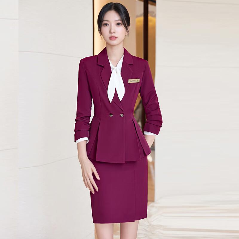 Toluoman Women s Wrinkle-Free Professional Two-Piece Suit Set L