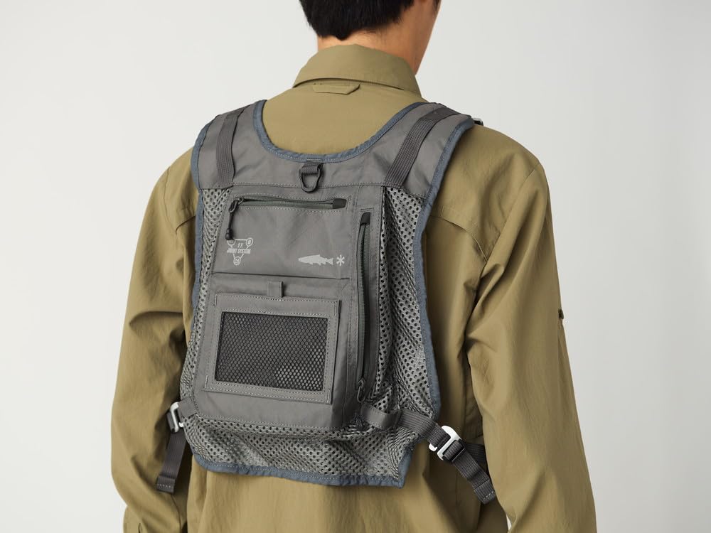 Snow Peak SP FF Joint System Vertical Strap Mesh Vest Vest for Men and Grey One SPF-JK-25AU903 Women,