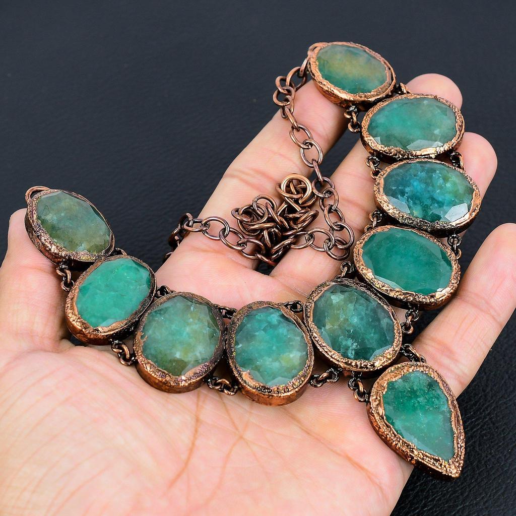 Emerald Necklace, Copper Electroformed Gemstone Jewelry, Handmade Necklace Amazing Jewelry, Gift For Her