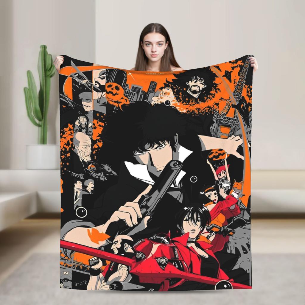 Cowboy Bebop Spike Spiegel Knitted Blanket Hot Japanese Anime  Fleece Throw Blanket Decoration Soft Warm Bedspread Multifunction