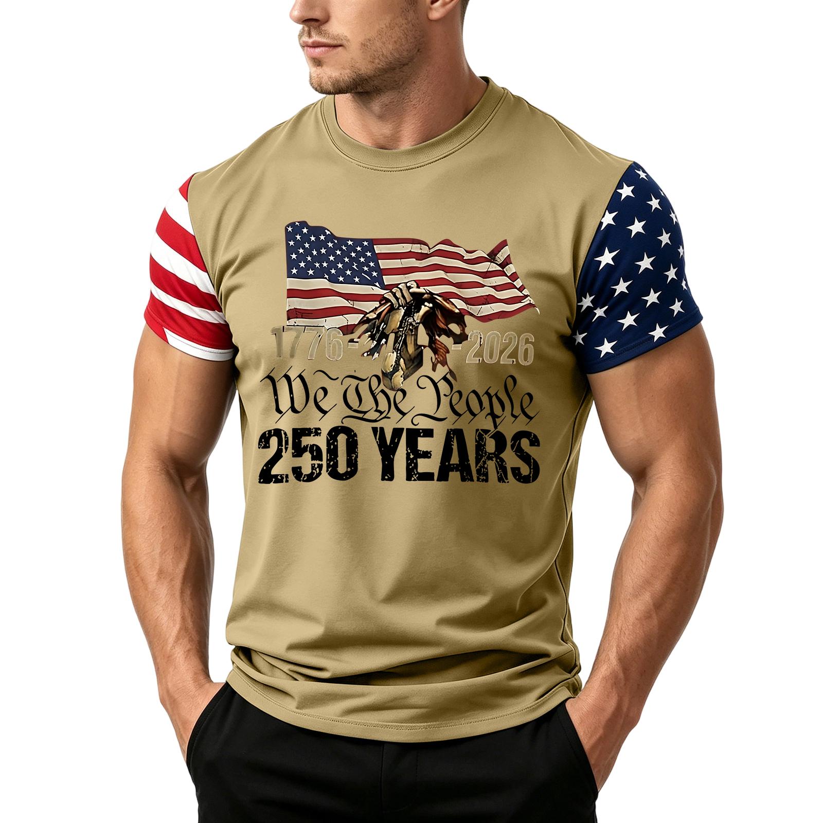 

Men s Independence Day Flag Print Short Sleeve T-Shirt, Loose Casual Daily Summer Tops XL зелений