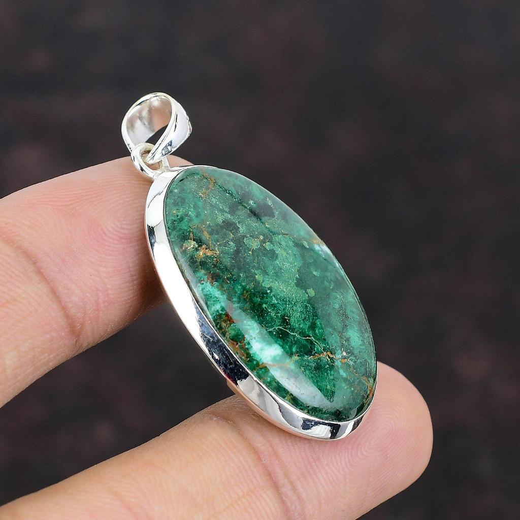 Cuprit Chrysokoll Anhänger Hochwertiger Edelstein Anhänger 925 Sterling Silber Anhänger Handgemacht Ethnischer Schmuck Anhänger als Geschenk Heilstein