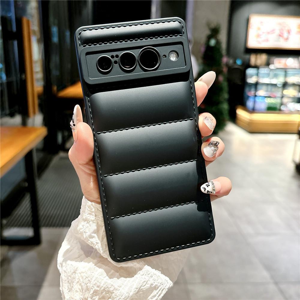 Puffer Daunenjacke Airbag Flüssig-Silikon Hülle Für Google Pixel 10 9 8 7 6 Pro 9A 5 4 XL 7A 6A 5A 4A 5G Süßigkeiten Gepolsterte Hülle
