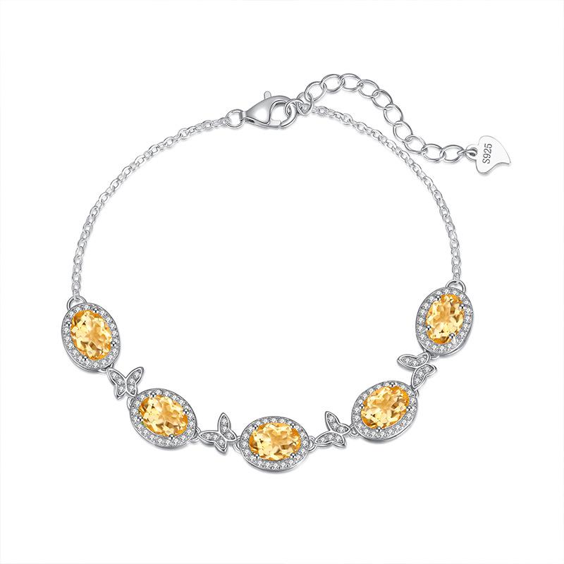 S925 Sterling Silver Inlaid with Natural Spar Butterfly Bracelet Multi-color Crystal Clear Healing Fashion Women's Jewelry Gift