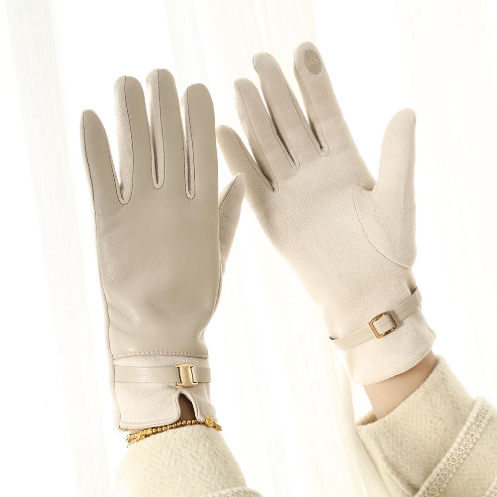 Women's Winter Suede Plush Touchscreen Gloves - Lined, Thick, Retro, Warm, Windproof, Cycling-Ready