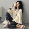 Gray Antibacterial Pajamas Women's Spring and Autumn Summer Pure Cotton Waffle Korean Thin Long-sleeved Loungewear Large Size Set