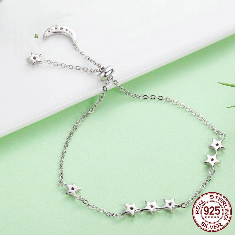New Sterling Silver S925 Korean Style Simple Star-shaped Bracelet for Women Platinum-plated Creative Bracelet Jewelry