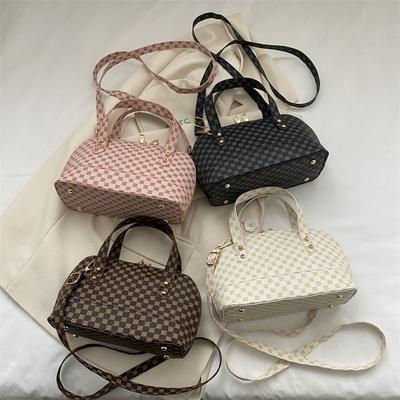 New Summer Retro Texture and Fashionable Solid Color Simple Printed Fashionable Hand Held One-shoulder Crossbody Shell Bag