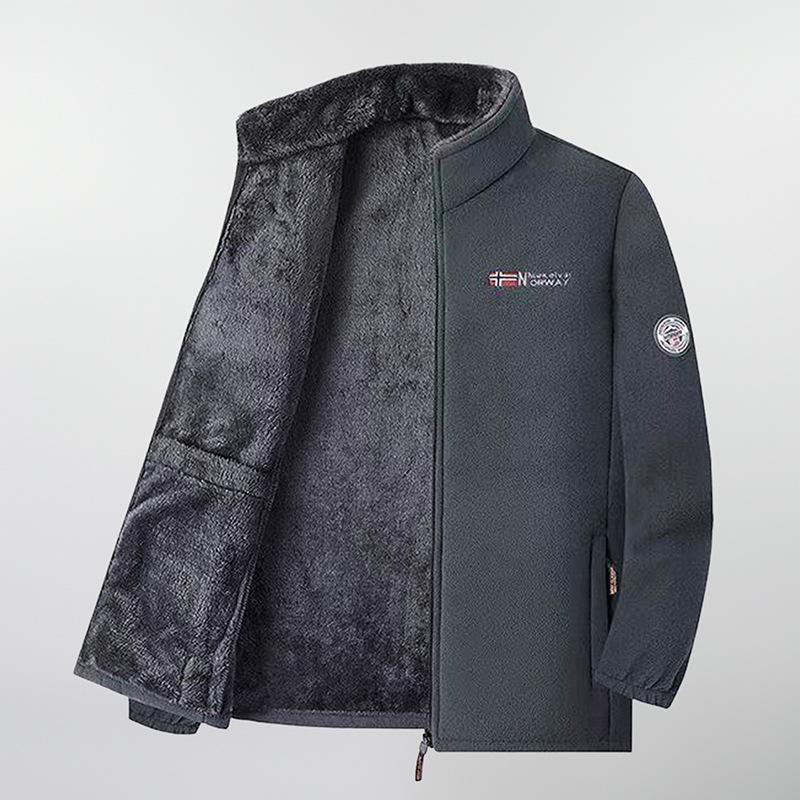 Men's Polar Fleece Jacket Winter Windproof Stand Collar Coat Zip-Up Thermal Fleece Lined Coats Casual Warm Outwear Men Clothing