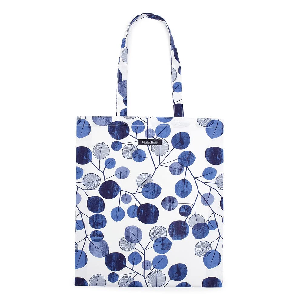 

STYLE Decor Women s Large Capacity Tote Bag, 100% Cotton, A3 Size, Navy Leaf, W4602200