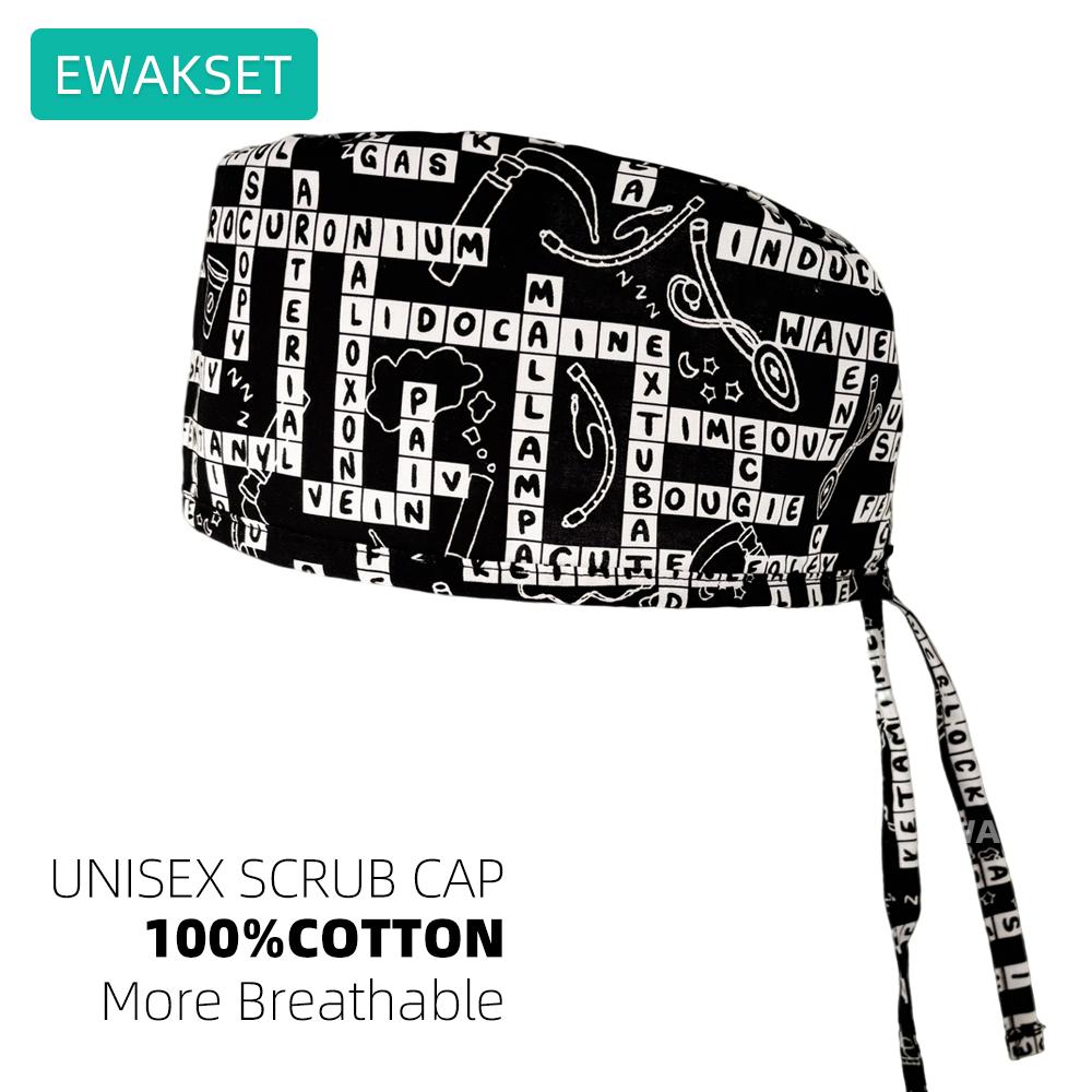New OBGYN Uterus pattern Scrub Cap Medical Nurse Maternity Work Hat for Woman Man 100% Cotton Surgical Hats