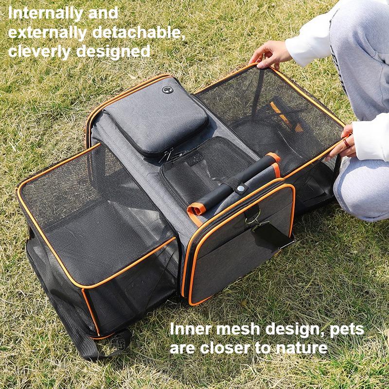 Collapsible Pet Bag for Outdoor Travel Portable Expandable Backpack Shoulder Cat Carrier Bag Handheld Dog Travel Carrier for Car