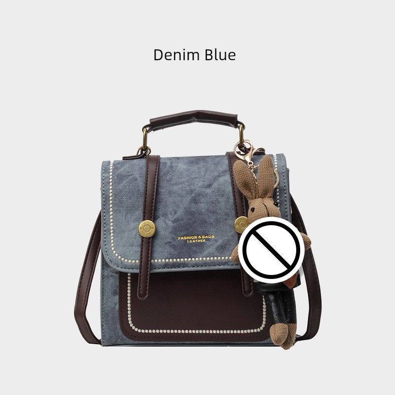 

Scarecrow Backpack Stylish Niche Style Bag Women 2025 New Arrival Small Schoolbag Fashion Travel Denim Easiest for Match Denim Blue