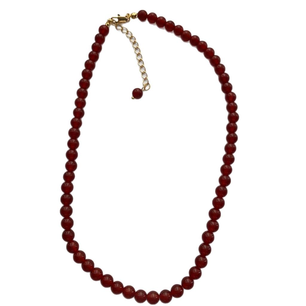 New Chinese retro agate necklace temperament simple necklace collarbone chain agate beaded premium