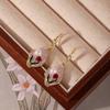 Elegant French Pink Flower Enamel Stud Earrings