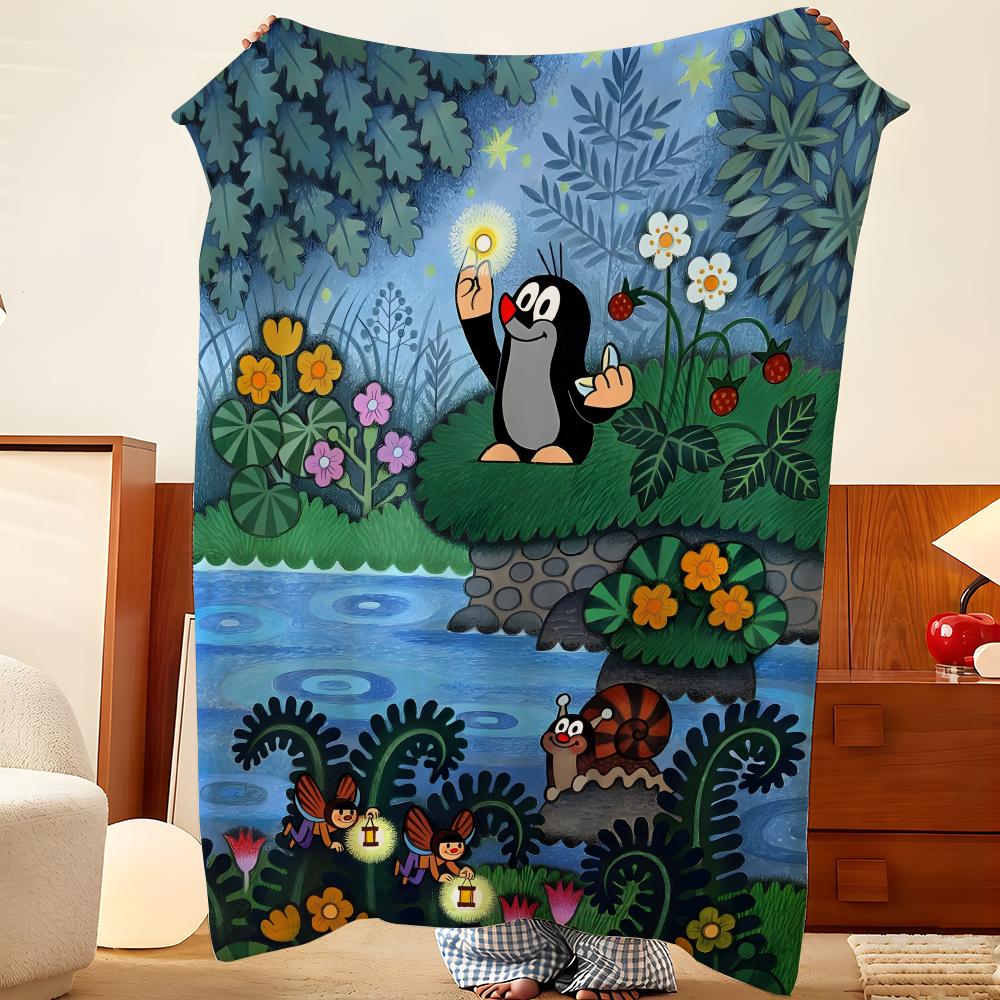 Cartoon T-The L-Little M-Mole Throw Flannel Throw Blanket, Lightweight Cozy, Durable Washable Cute Cool
