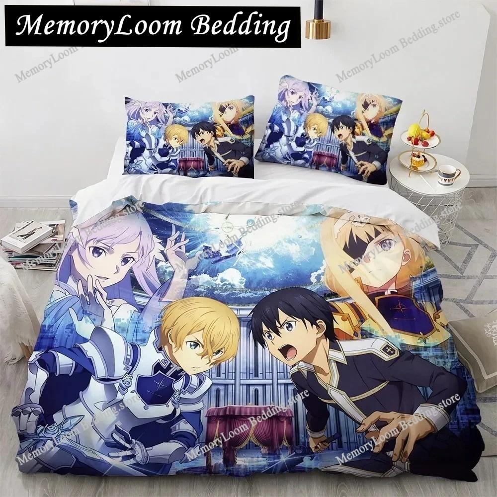 Sword Art Online Bedding Set Anime Duvet Covers King Queen Double Twin Size Adults Bed Linens Single Double Size Bedding Set