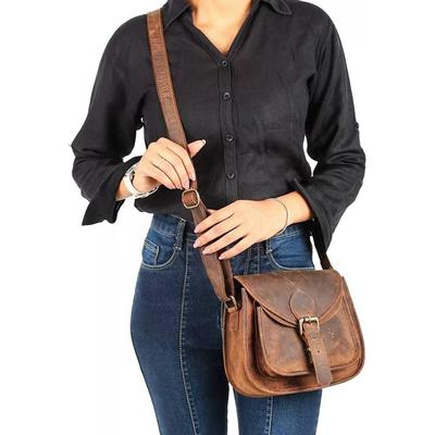 Vintage Buffalo Leather Women Hippe Purse Crossbody Shoulder Travel Satchel Bag