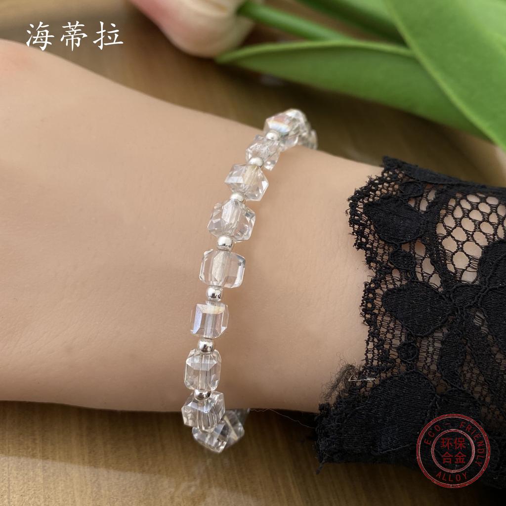 Künstliches geschliffenes Kristallarmband, Zuckerwürfel, funkelnder Kristall, klein, frisch, weiblich, hochwertig, Paargeschenk