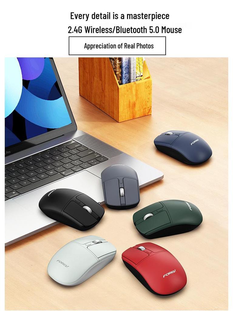 FV-386 Dual Mode Silent Metal Mouse: Wireless 2.4G + Bluetooth for Laptop/Desktop