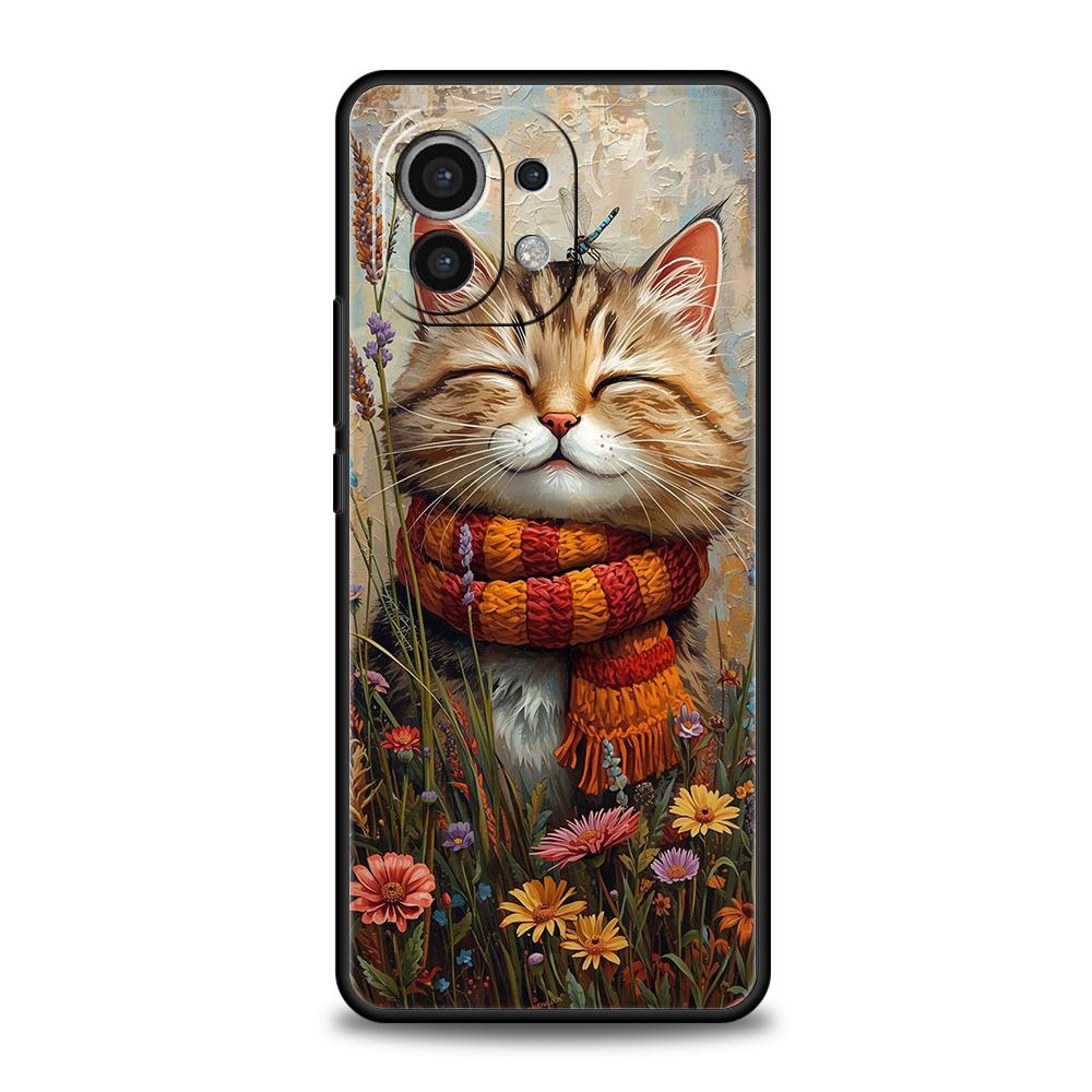 

Phone Case Cover for Xiaomi Mi 17 Pro Max 15 14 13 12 11 Ultra 15T 14T 13T 12T 11T Pro Lite Soft TPU Oil Painting Artistic Cat Xiaomi 14T Pro