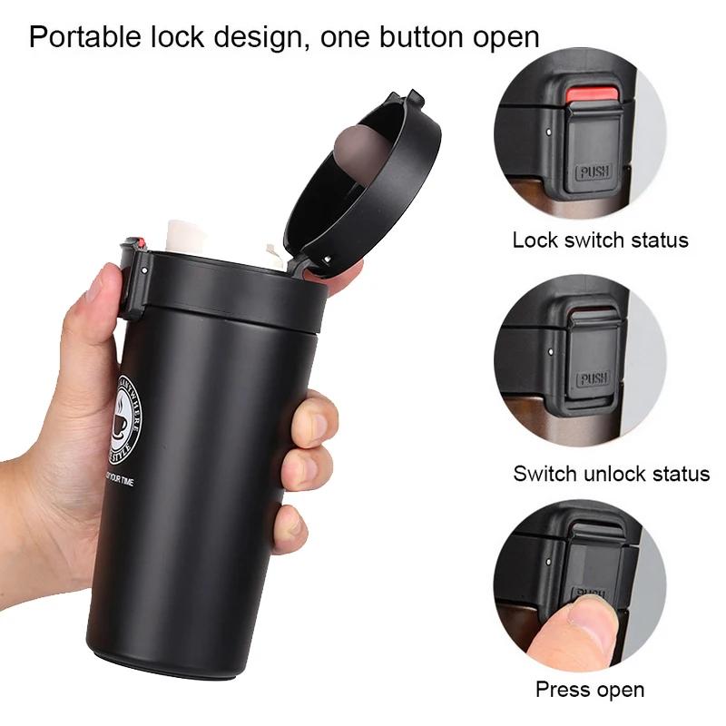 380ml Thermos Coffee Cup Thermal Mug Double Layer Stainless Steel Vacuum Insulated Metal Thermos Outdoor Sports Water Bottle
