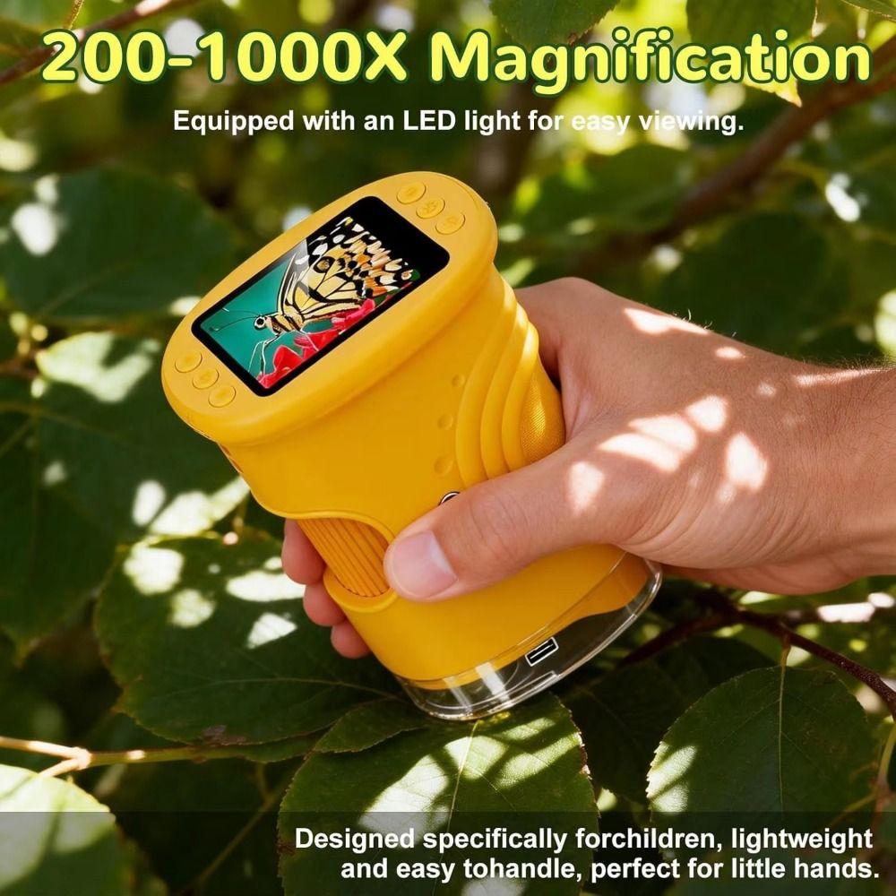 HD Pocket Microscope 2 Inch IPS Screen Mini Microscope Handheld Digital Microscope for Children