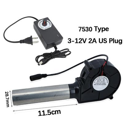 12V dc 7530 Blower turbo koelventilator met instelbare snelheid Vermogensregelaar Barbecue Luchtblazer Picknickgrill Houtkachel Koken