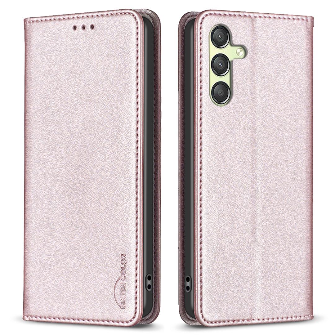 

BINFEN COLOR BF18 Phone Cover for Samsung Galaxy A25 5G (Global) (161.0 x 76.5 x 8.3mm) Card Holder PU Leather Phone Stand Case Rose Gold