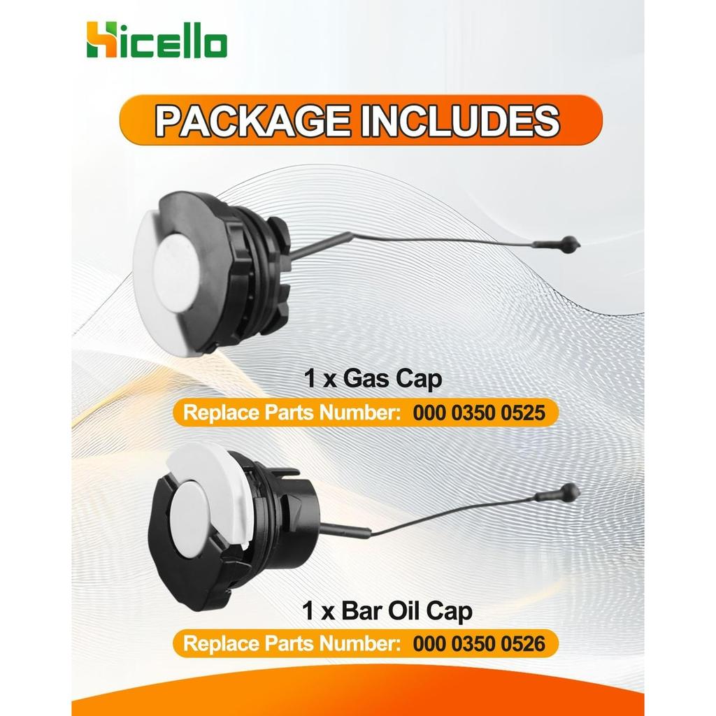 Gas Fuel Cap and Oil Cap Chainsaw Replacement Parts Kit for MS171 MS181 MS192 MS192T MS200 MS210 MS230