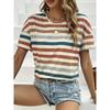 Fashion Women's Striped Printed Top Casual Loose Short Sleeves Comfortable Breathable T-Shirts Women’s