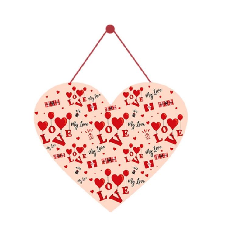 Valentines Day Wall Ornament Paper Door Hanger with Rope Home Office Decoration Decorative Holiday Present