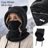 Women's Oversized Winter Hat with Ear, Face Cover and Neck Warmer, One-Piece Knit Scarf for Cold