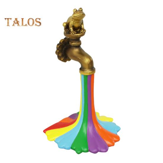 

Радужный кран садовая статуя течет радужная лягушка смоляная фигурка уличный радуга течет из крана украшение для украшения двора бассейна разноцветный