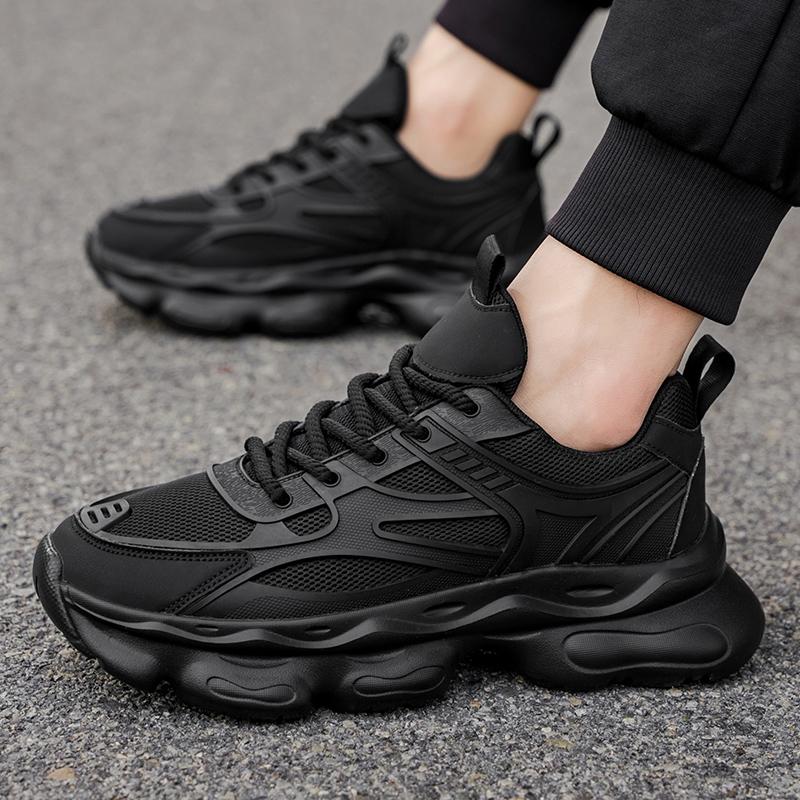 

Модная мужская обувь на толстой подошве, амортизирующая, спортивная, сетчатая, дышащая, для бега на открытом воздухе, удобная, на платформе, для бега трусцой, Zapatillas Hombre 44 чёрный