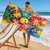 Smiley Flowers and Butterfly Design Beach towel quick-drying for travel outdoor sports jogging beach and swimming