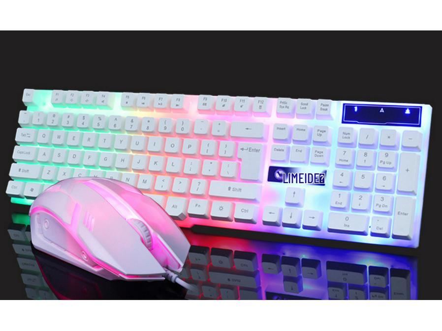 Li-Mage GTX300 White RGB Backlit USB Gaming Keyboard and Mouse Set