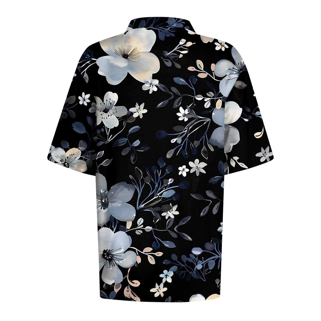 Women's Fashion Casual Lapel Short Sleeve Printed Shirt Women's Button Up Tops