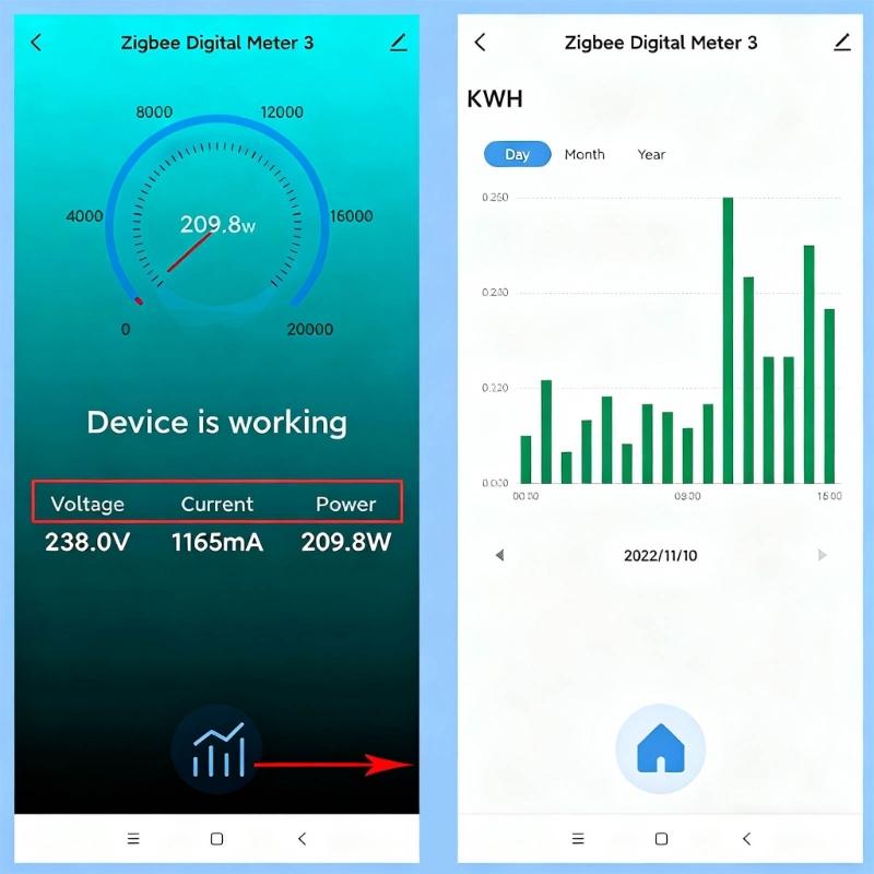 Intelligent Home Energy Monitor 80A Current Voltage Changer Clamp Power monitors Electricity Statistics Monitoring Device