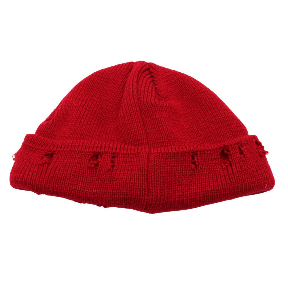 Hat Female Ins Harajuku Versatile Cold Hat Solid Color Hip Hop Retro Trendy Hole Flow Knitted Hat