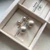 Sterling silver needle real hemp gray pearl earrings women's light luxury temperament two-wear stud earrings unique niche earrings